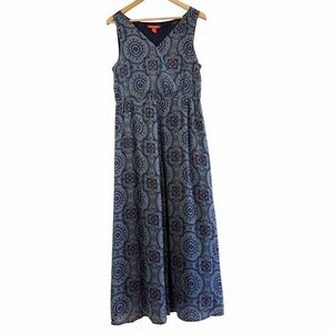 Joe Fresh Blue Medallion Print Maxi Dress Sleeveless Lined Size Large